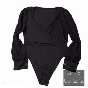 Shein Black Leotard Blouse